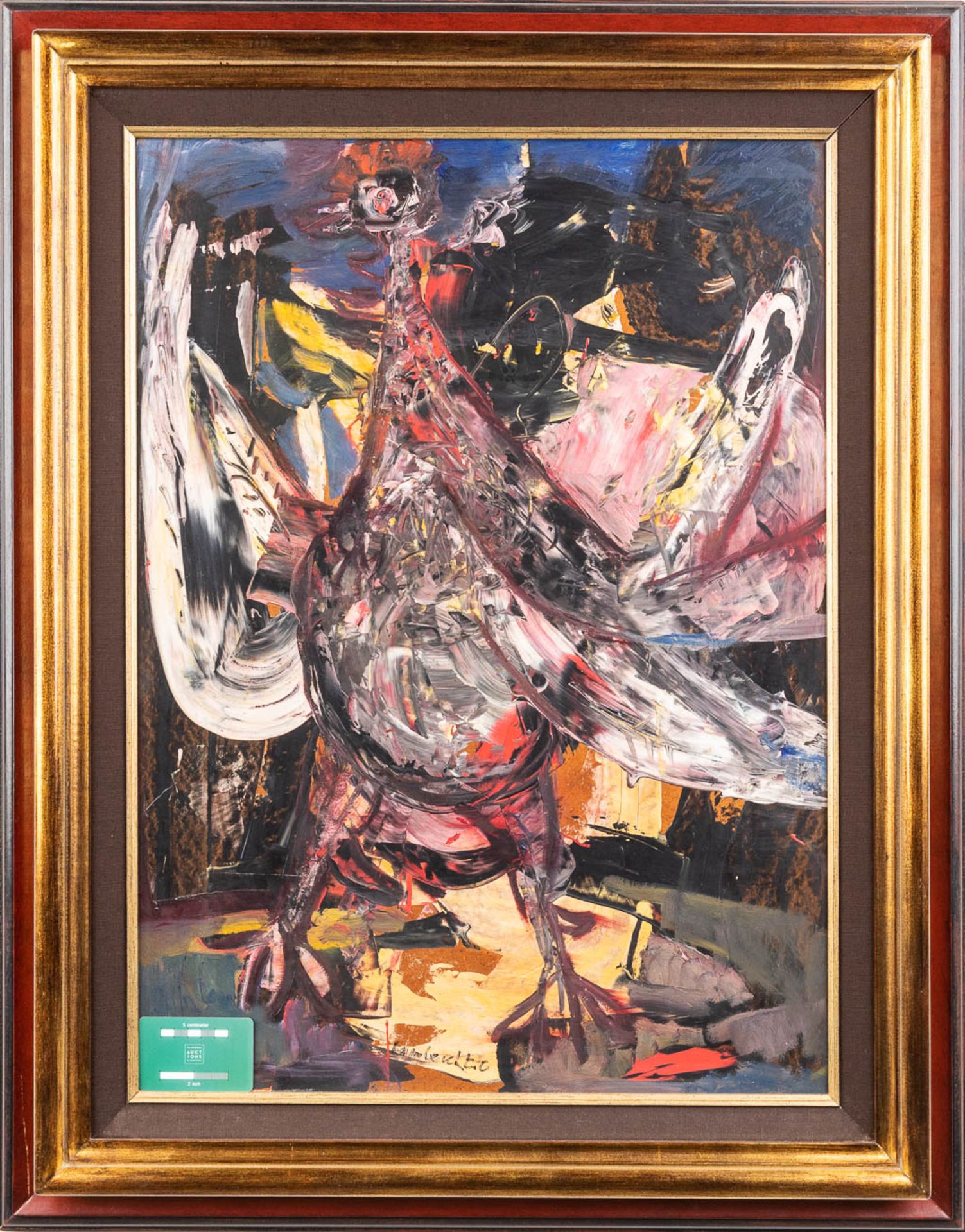 Constant LAMBRECHT (1915-1993) 'Expressionist Chicken' oil on panel. (W: 54 x H: 74 cm) - Image 2 of 7