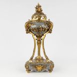 A large urn, grey marble and bronze in Louis XVI style. 19th C. (L: 22 x W: 22 x H: 46 cm)