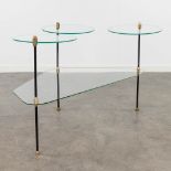 A mid-century display side table, brass and glass. Circa 1960. (L: 53 x W: 87 x H: 62 cm)
