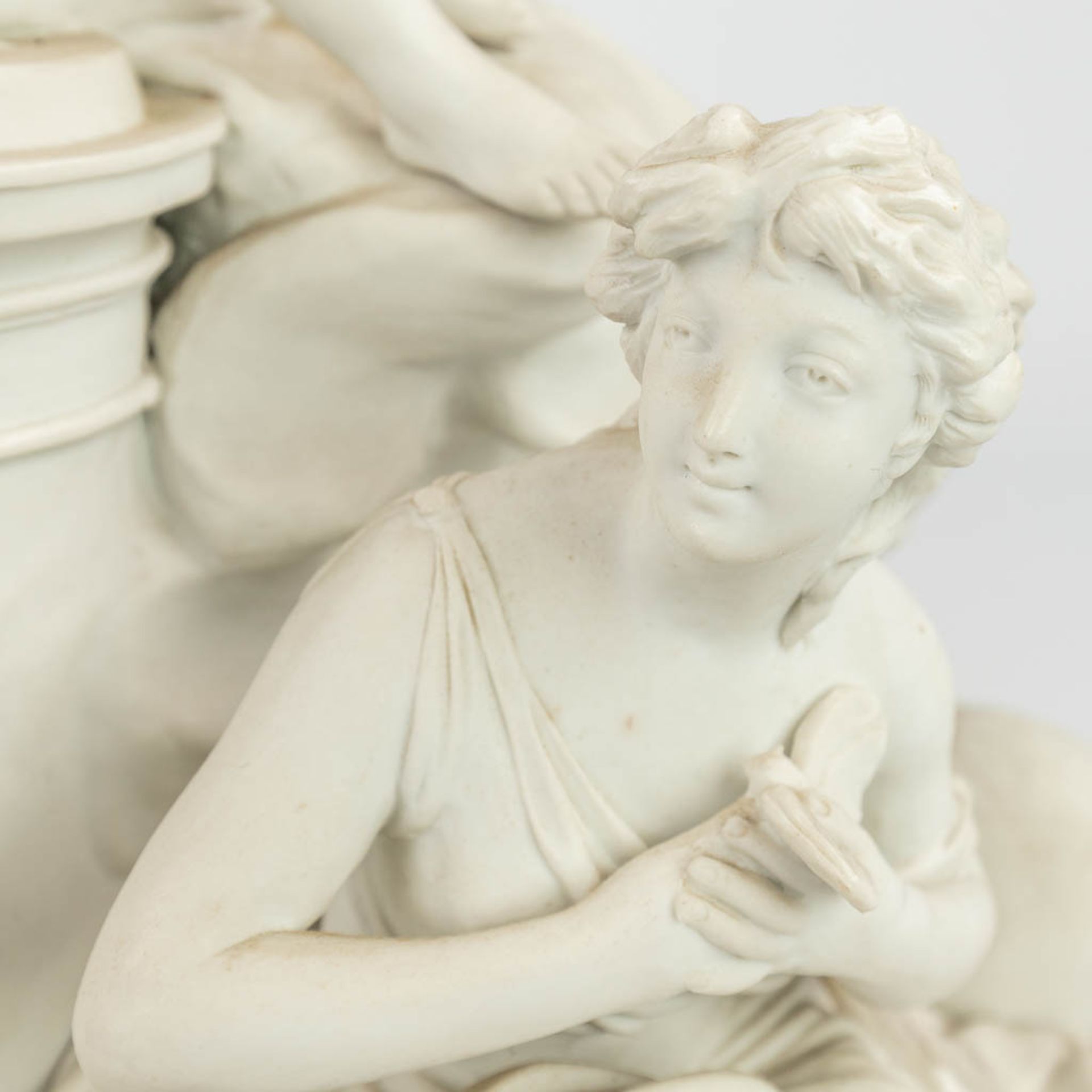 Svres, a large group 'Cupid and maidens' made of bisque porcelain. (L: 30 x W: 41 x H: 41 cm) - Image 5 of 19