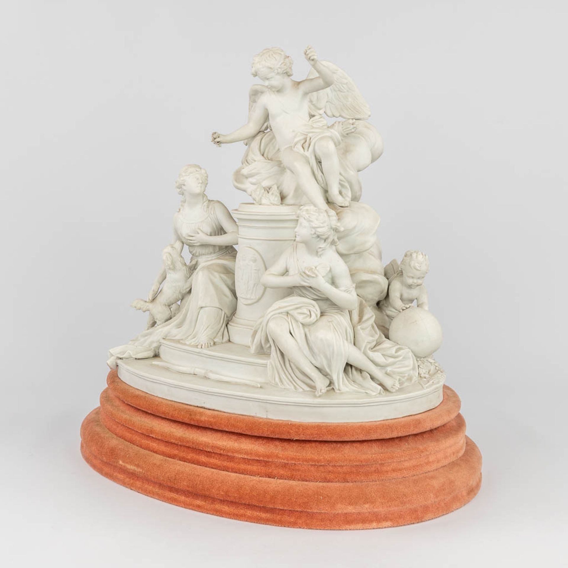 Svres, a large group 'Cupid and maidens' made of bisque porcelain. (L: 30 x W: 41 x H: 41 cm) - Image 16 of 19