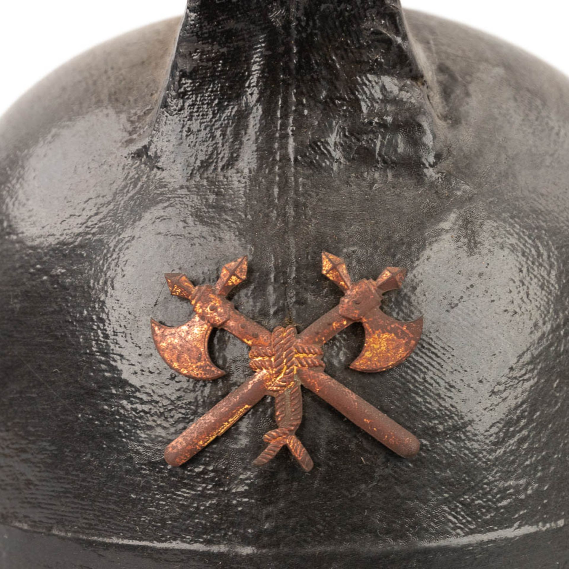 leviroLevior, a pair of antique helmets, made of leather. Marked Levior Depose. Circa 1920. (L: 37 x - Image 10 of 18