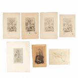 Felicien ROPS (1833-1898) A collection of 7 engravings and etchings. (W: 15,8 x H: 22,8 cm)