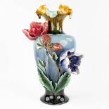 A large vase made of Hasselt Earthenware, decorated with Flowers. Made in Hasselt, Belgium. Circa 19