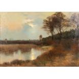 Emile VAN DOREN (1865-1949) 'Landscape at Dawn' oil on canvas. (W: 98 x H: 69 cm)