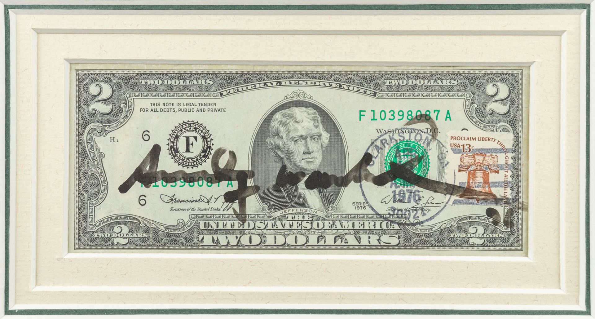 Andy WARHOL (1928-1987) 'Two dollars' (c.1976). (W: 15 x H: 6 cm)