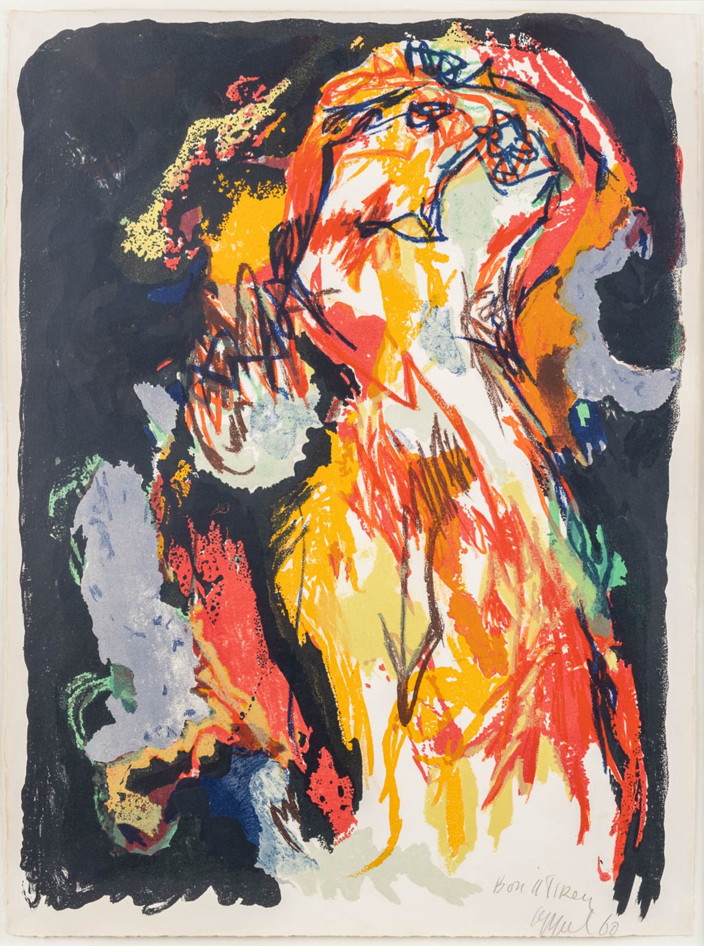 Karel APPEL (1921-2006) 'Femme' a lithograph. 1960. (W: 55 x H: 75 cm)