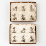 A collection of 12 figurative name card holders, in the shape of Spanish Conquistadores. (H: 4,7 cm)