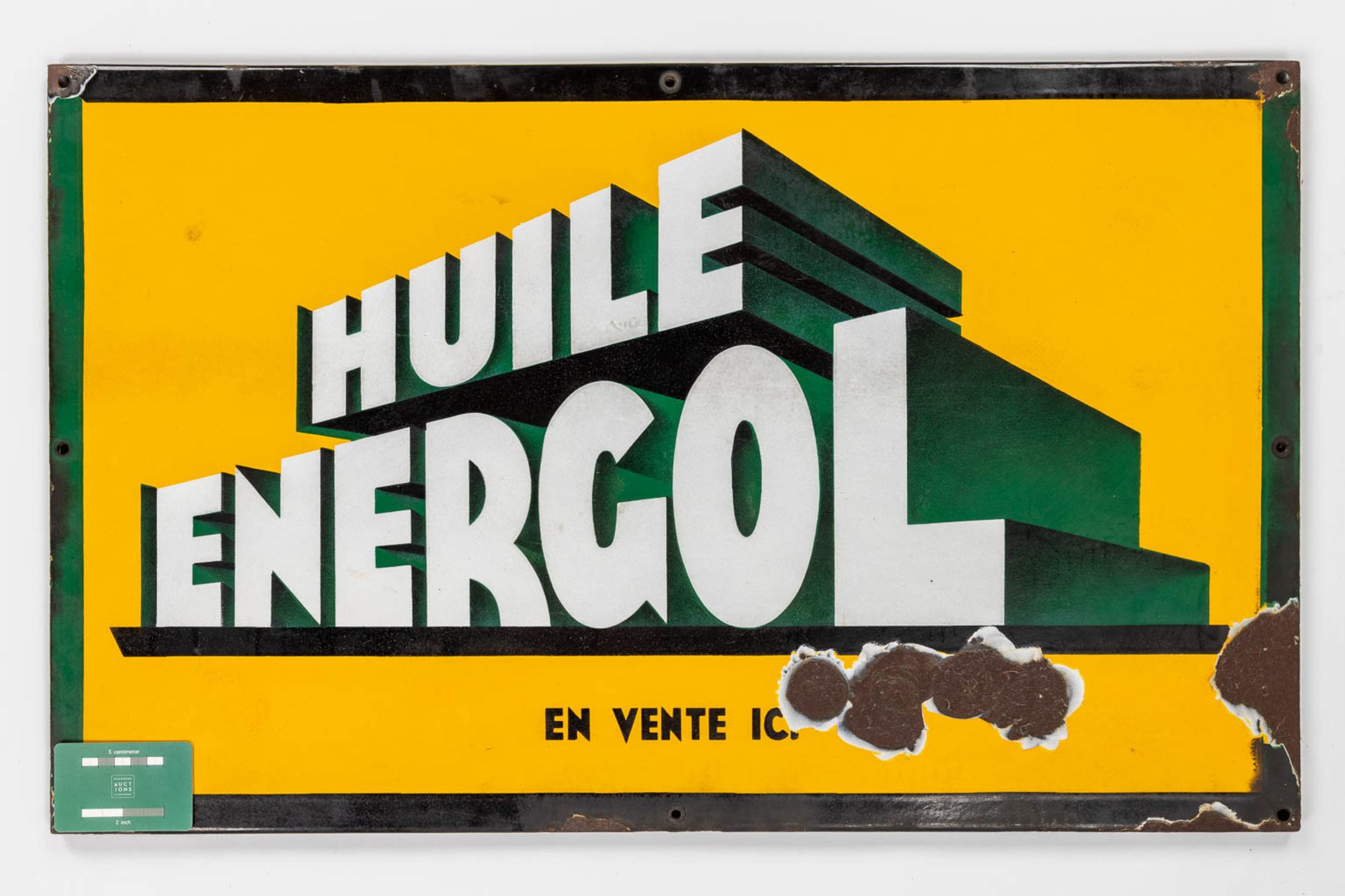 Huile Energol 'En Vente Ici', an enamel plate. (W: 48 x H: 78 cm) - Bild 2 aus 6