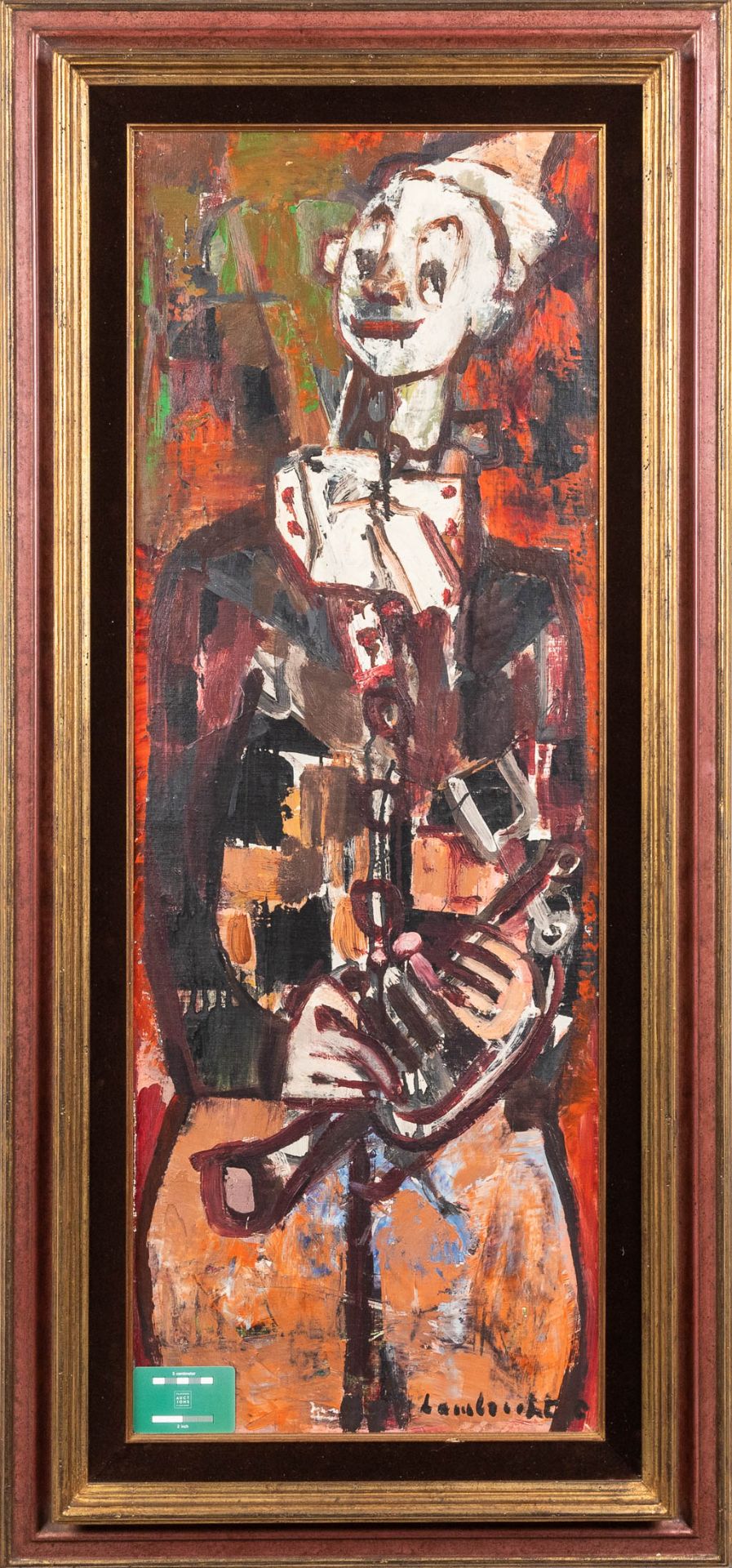 Constant LAMBRECHT (1915-1993) 'Expressionist Clown' oil on board. (W: 40 x H: 110 cm) - Image 2 of 7