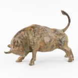 Pierre CHENET (XX-XXI) 'Bull' patinated bronze. (L: 40 x H: 28 cm)