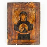 An antique European icon, 19th century. (W: 17,5 x H: 22 cm)