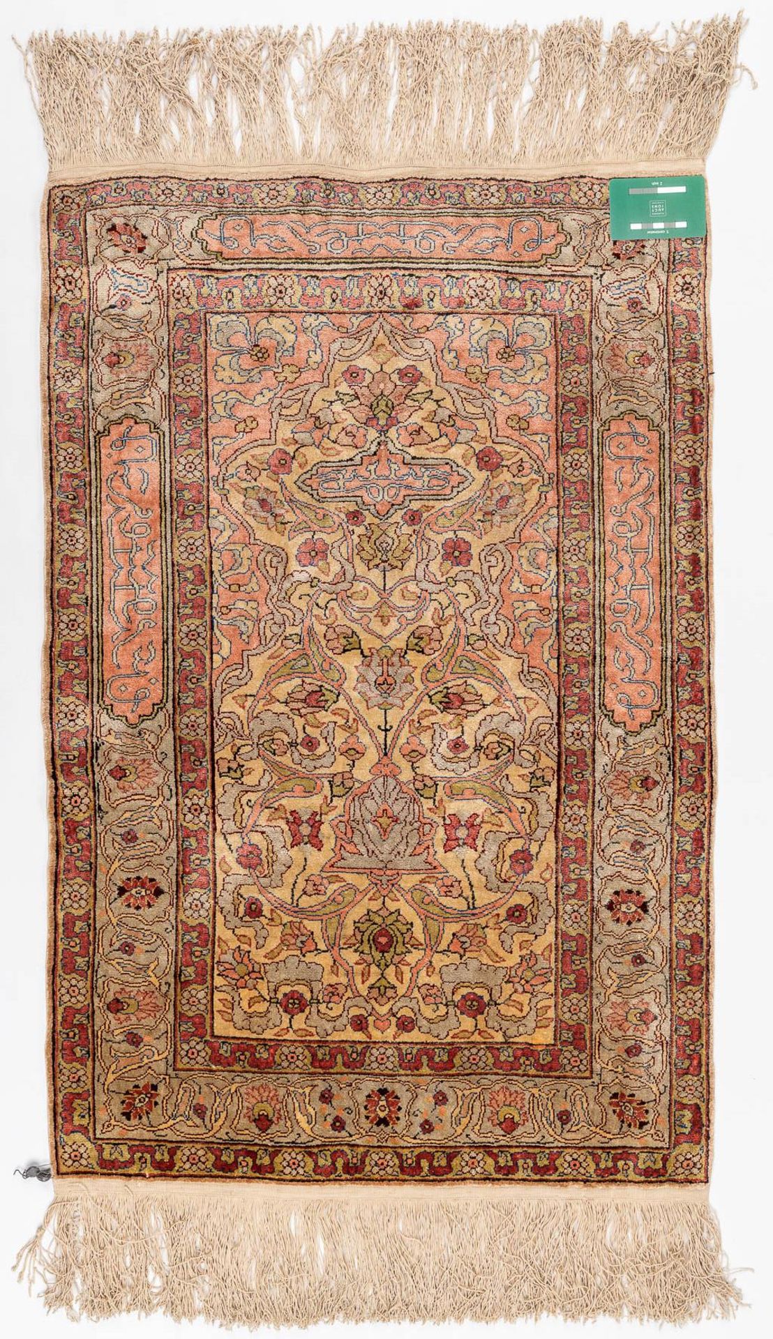 An Oriental hand-made carpet, silk. Hereke. (L: 60 x W: 92 cm) - Image 2 of 7