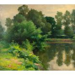 Edgar BYTEBIER (1875-1940) 'View on the pond' oil on canvas. 1921. (W: 35 x H: 30 cm)