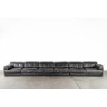De Sede, DS76, a modular sofa made of black leather. Circa 1970. (L: 93 x W: 93 x H: 63 cm)