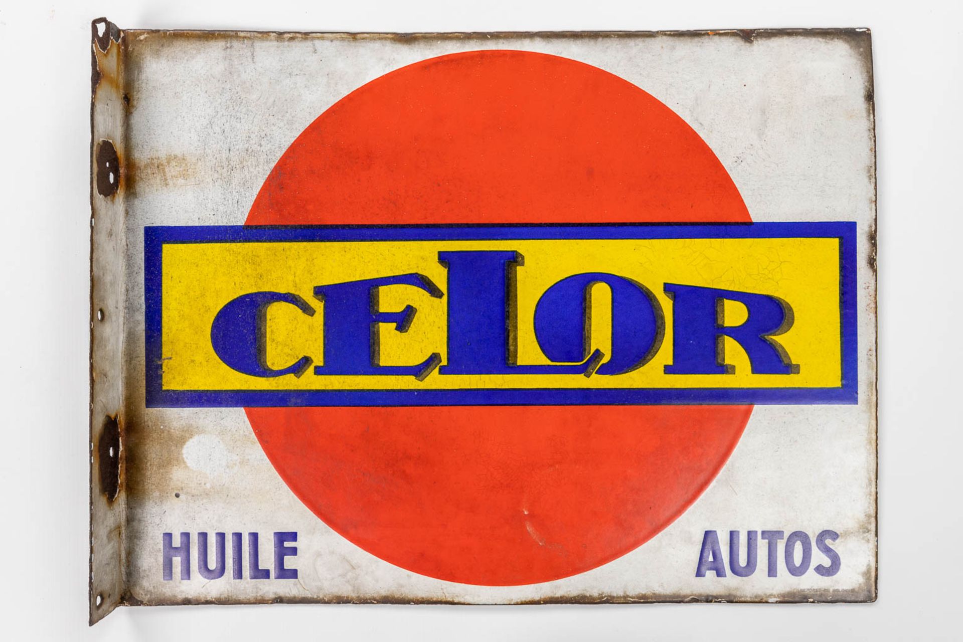 Celor Huile Autos, a double sided enameled plate. (W: 57 x H: 43 cm) - Image 8 of 10