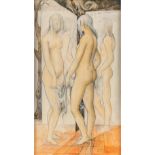 Michle BROEDERS (1936) 'Naked Figurines' pencil on paper. (W: 20 x H: 35 cm)