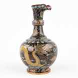 A vase with spout, decorated with a 5-claw dragon in cloisonne. 20th century. (H: 27 x D: 15 cm)