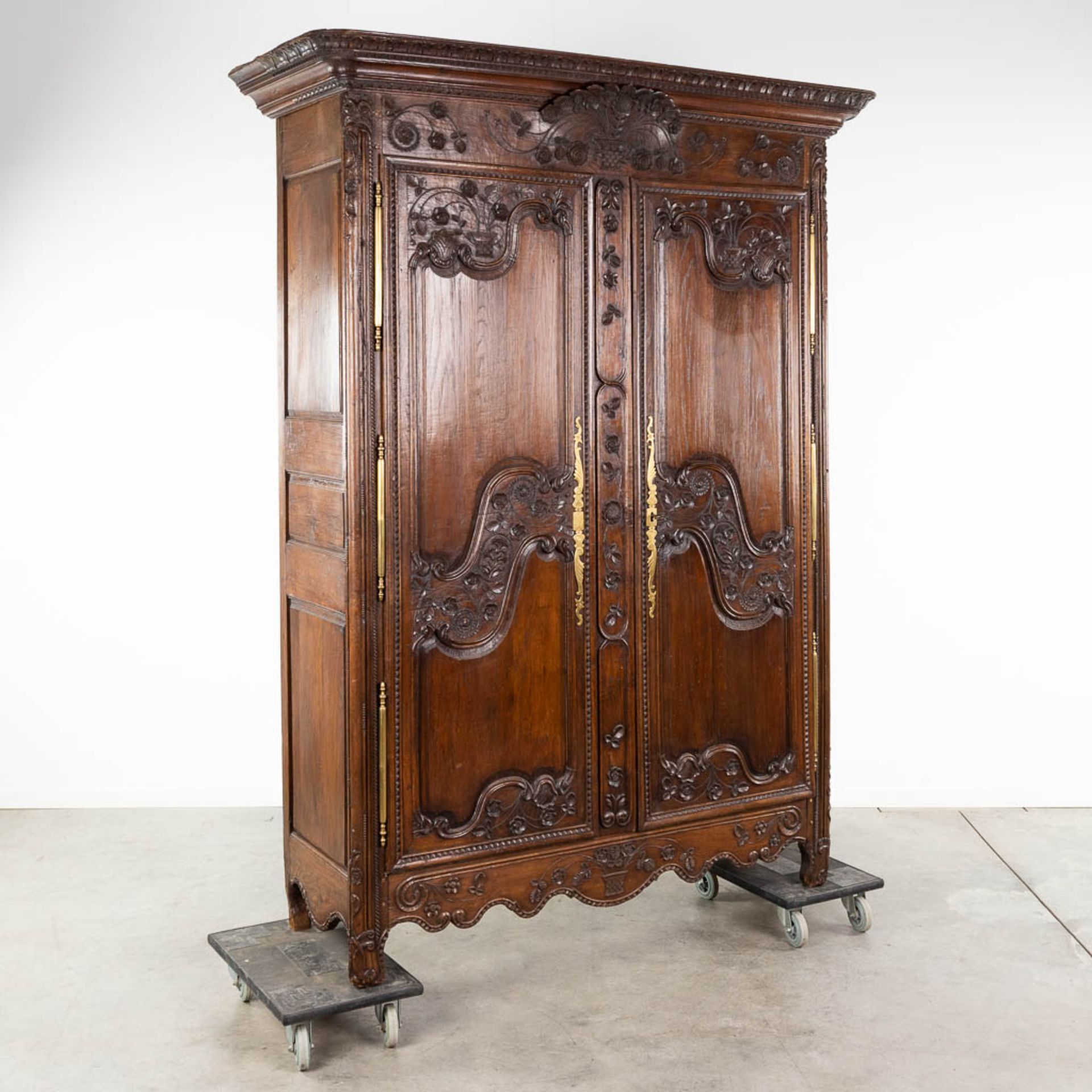 An antique two-door 'Bridal / Wedding' cabinet, made in Normandy, France, 19th C. (L: 62 x W: 165 x - Image 4 of 22