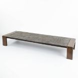 Pia MANU (XX) 'Coffee Table' metal on a wood frame, circa 1960. (L: 64,5 x W: 199 x H: 30 cm)