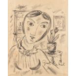 Gust DE SMET (1910-1986) 'Figurine' charchoal on paper. (W: 38 x H: 48 cm)