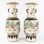 A pair of Chinese 'Nanking' stoneware vases. (H: 61 x D: 24 cm)