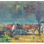 Arthur LAMBRECHT (1904-1983) 'Village View' oil on canvas. (W: 76 x H: 71 cm)