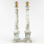 A pair of table lamps made of onyx. (H: 54 cm)