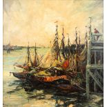 Auguste VANDECASTEELE (1889-1969) 'The Harbor', oil on canvas. (W: 85 x H: 90 cm)