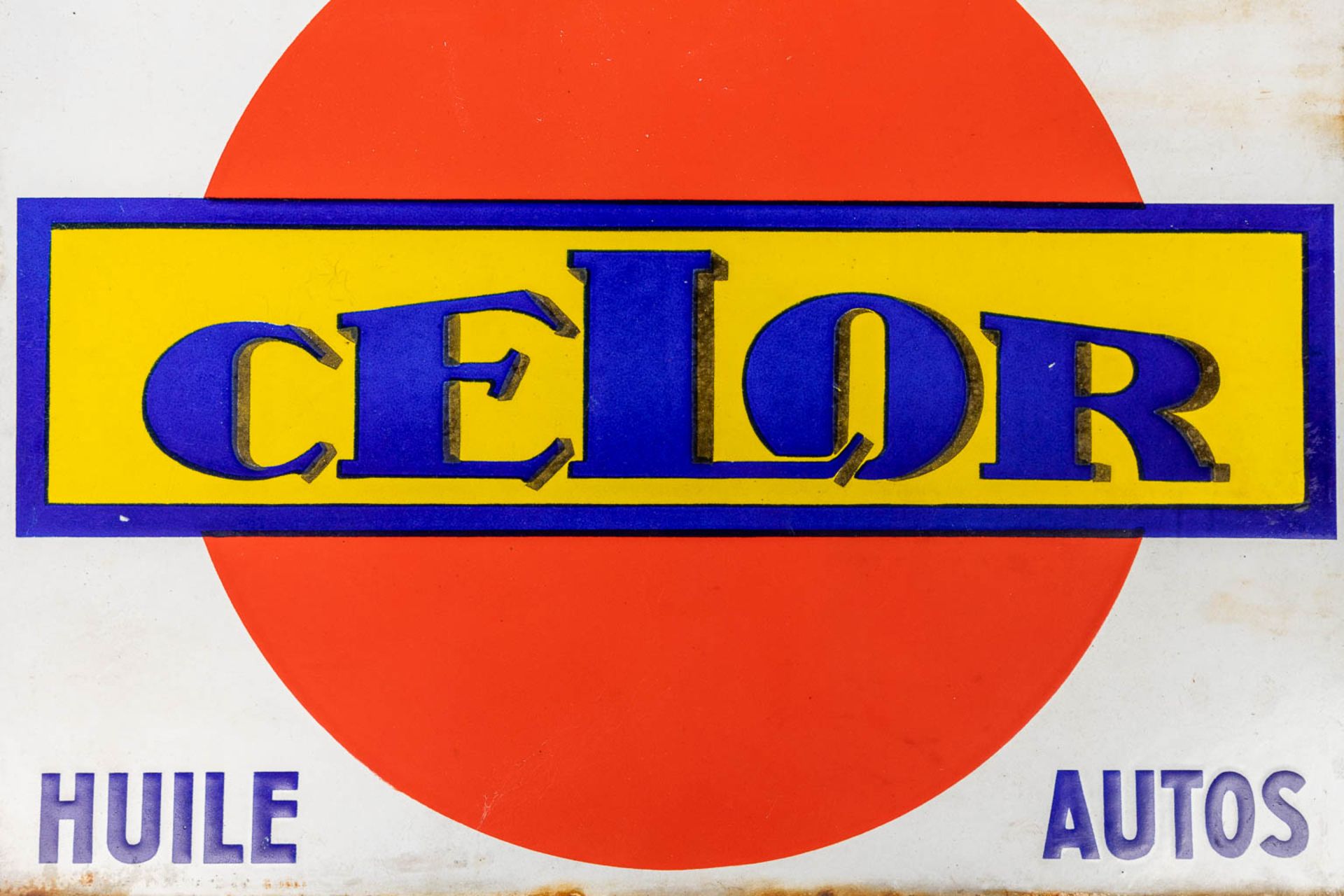 Celor Huile Autos, a double sided enameled plate. (W: 57 x H: 43 cm) - Image 4 of 10