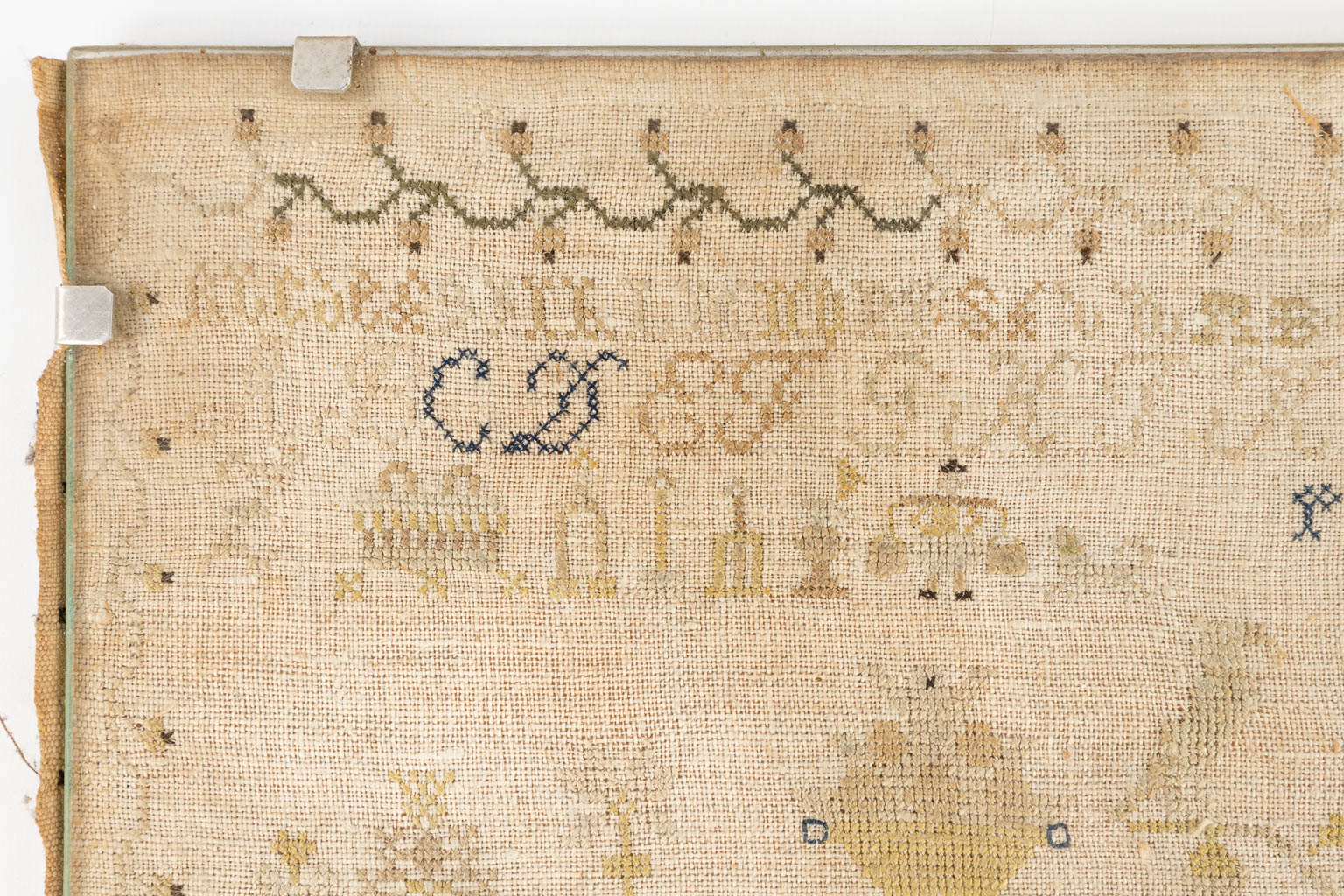 An anitque &quot;Sampler&quot; needlework. 18th C. (W: 50 x H: 27 cm) - Image 7 of 10