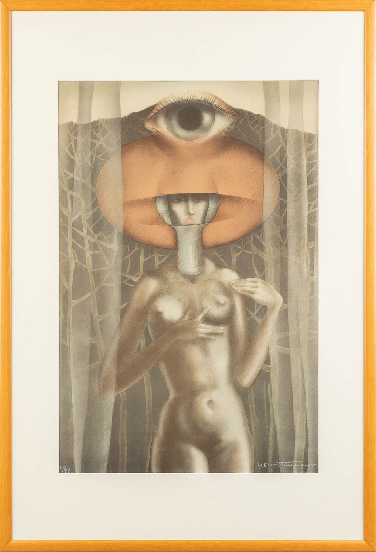 Jef VAN TUERENHOUT (1926-2006) 'Lady Figurine', a lithograph. (W: 48,5 x H: 73 cm) - Image 3 of 6