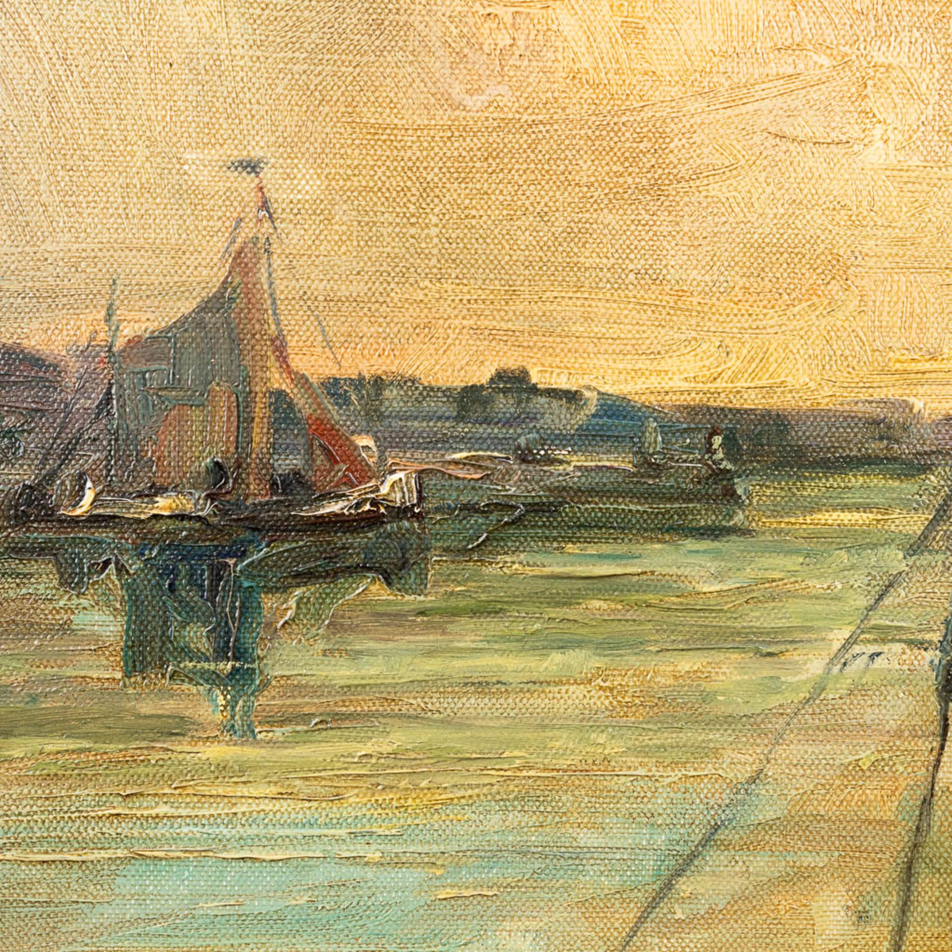Auguste VANDECASTEELE (1889-1969) 'The Harbor', oil on canvas. (W: 85 x H: 90 cm) - Image 6 of 9
