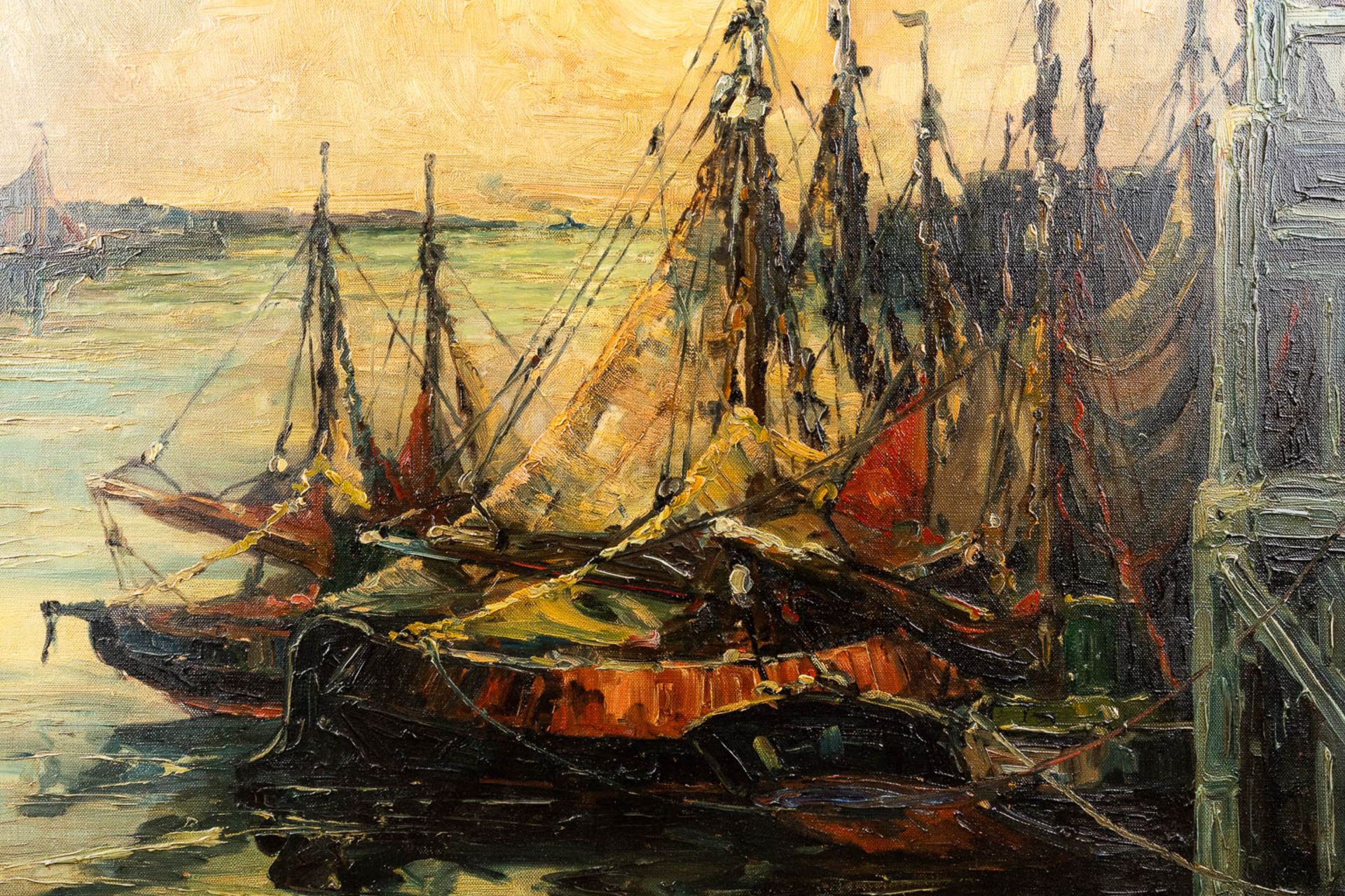 Auguste VANDECASTEELE (1889-1969) 'The Harbor', oil on canvas. (W: 85 x H: 90 cm) - Image 7 of 9