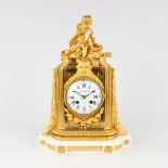 Le Musson, a mantle clock made of bronze in Louis XVI style. 19th century. (L: 17 x W: 33 x H: 45 cm