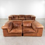 Durlet, 'Jeep' a three and two seater sofa made of leather in Belgium. Circa 1970. (L: 106 x W: 100
