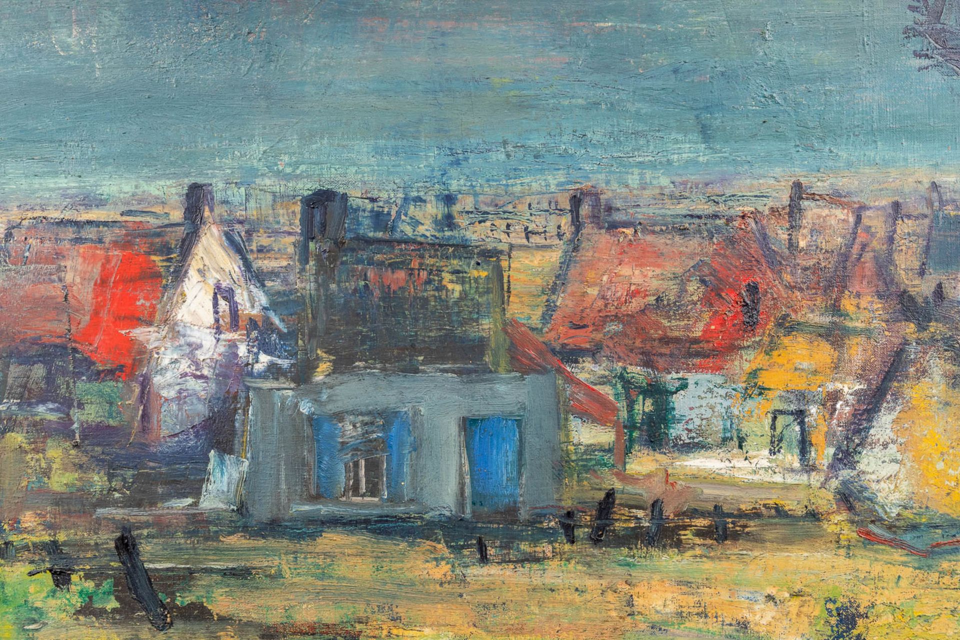 Arthur LAMBRECHT (1904-1983) 'Village View' oil on canvas. (W: 76 x H: 71 cm) - Image 4 of 6