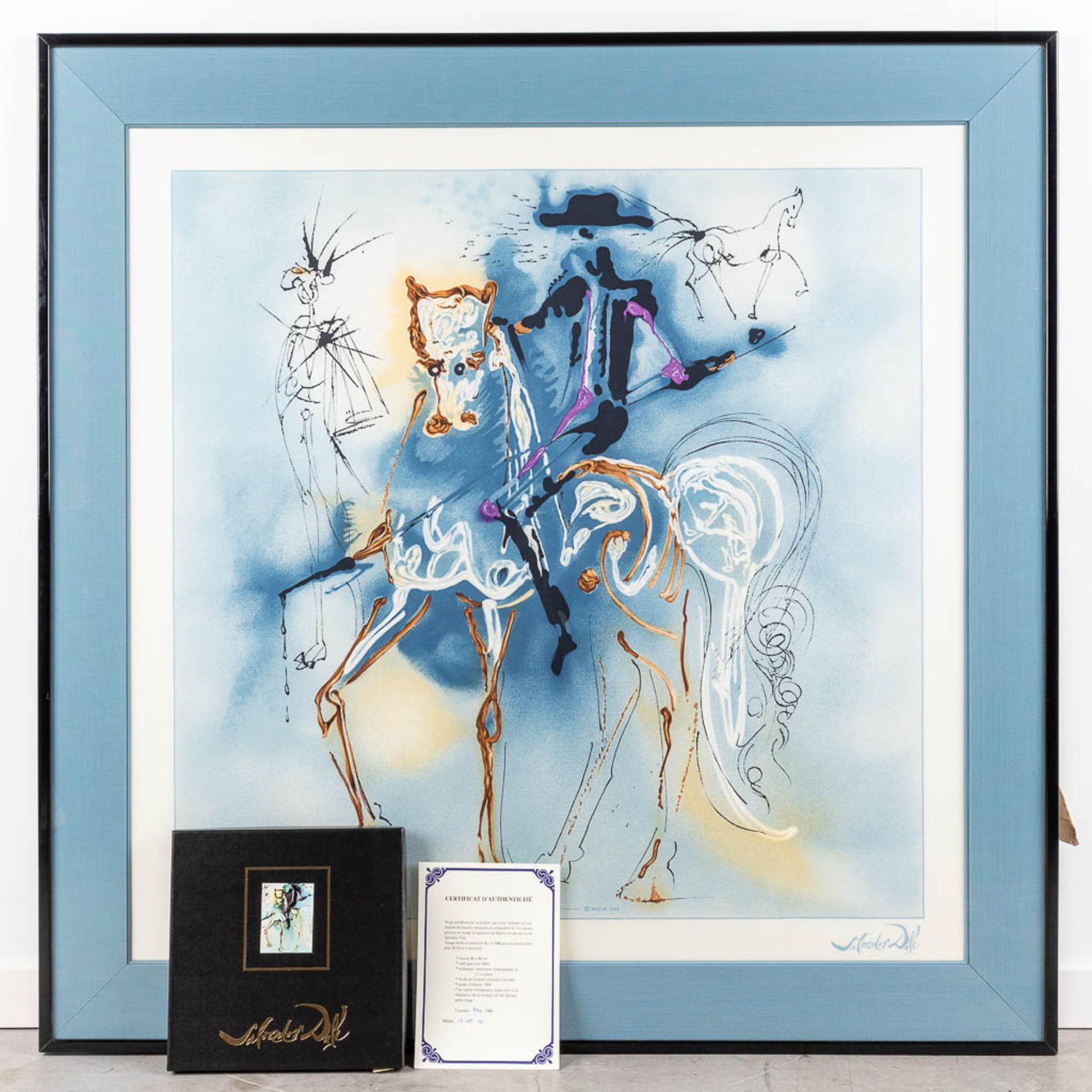 Salvador DALI (1904-1989) 'Dalian Horses' a framed silk scarf, Maeva 1988. (W: 90 x H: 90 cm) - Image 3 of 14