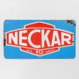 Neckar vorm NSU Heilbronn, an enamel plate. (W: 110 x H: 60 cm)