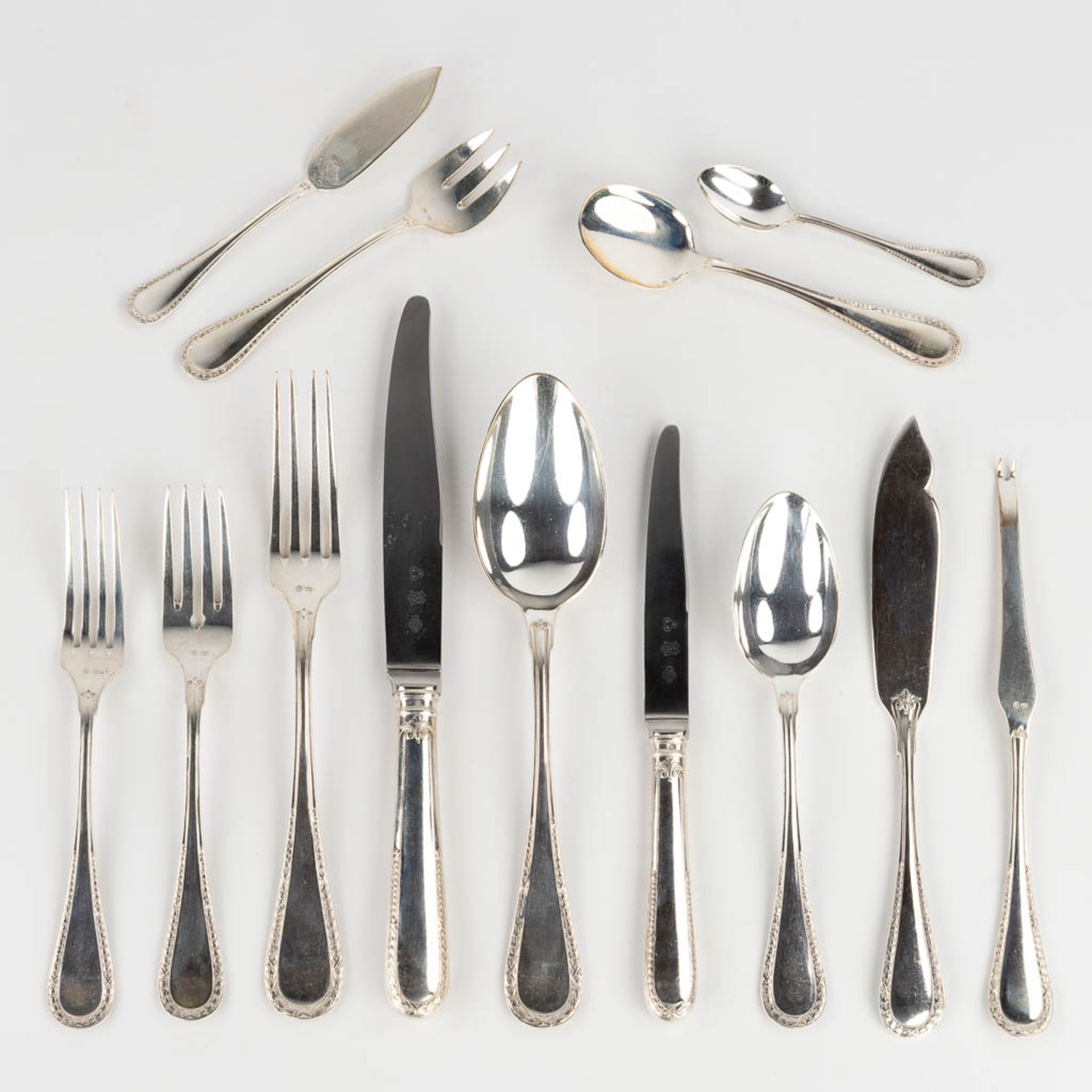 Wolfers Frres Brussels, a 166-piece silver cutlery set. Marked A800. 7041g. (W: 9 x H: 34 cm) - Image 3 of 18