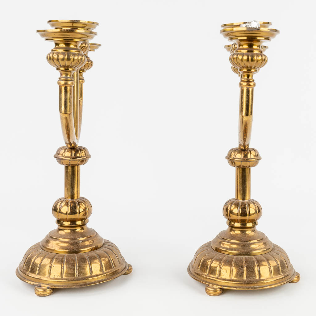 A pair of candlesticks and a procession lamp. 20th century. (H: 36 cm) - Image 12 of 16