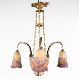 Muller Frres Lunevile, a chandelier made of pate de verre glass and bronze. (H: 55 x D: 48 cm)