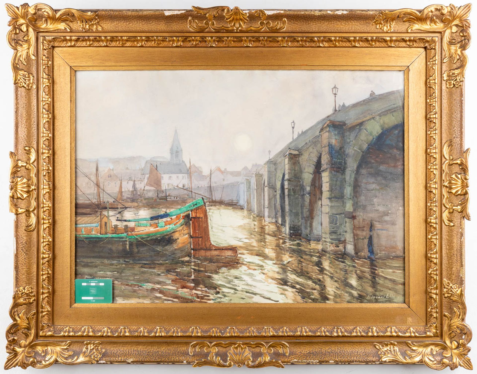 Edouard ELLE (1859-1911) 'The Bridge' watercolour on paper. (W: 77 x H: 55 cm) - Bild 2 aus 9