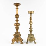 A collection of 2 bronze church candlesticks made circa 1900. (H: 65 cm)