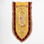 An antique banner 'Patronage Saint Guenole', and finished with embroidery and thick gold thread. (W: