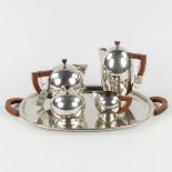 Les Etains Du Manoir, a coffee- and tea service made of tin in art deco style. Circa 1950-1960. (L: