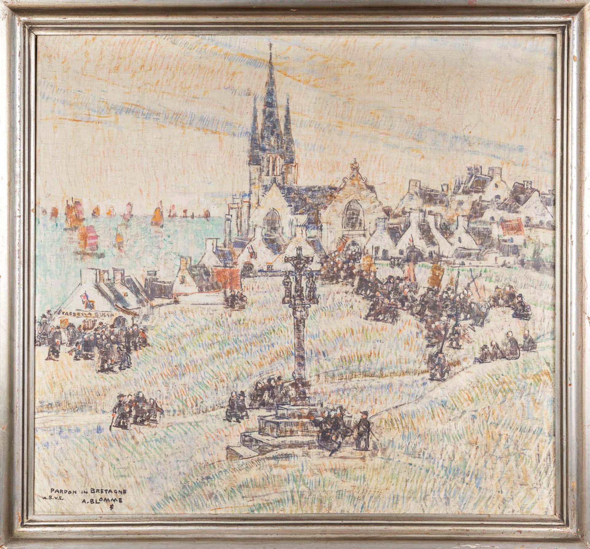Alfons BLOMME (1889-1979) 'Pardon in Bretagne' oil on canvas. (W: 110 x H: 102 cm) - Image 3 of 9