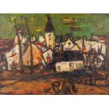 Constant LAMBRECHT (1915-1993) 'Expressionist Village' oil on panel. (W: 73 x H: 55 cm)