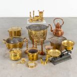 A collection of items made of red copper and brass. 18th/19th/20th C.