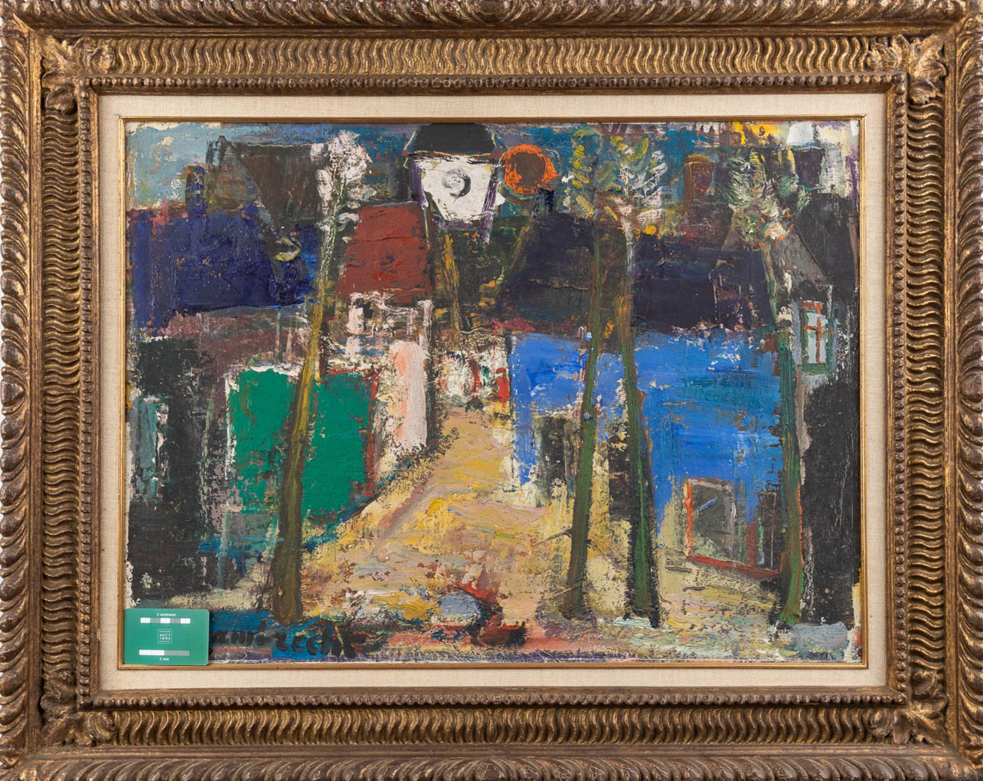 Arthur LAMBRECHT (1904-1983) 'Expressionist Village' oil on board. (W: 75 x H: 55 cm) - Image 2 of 7